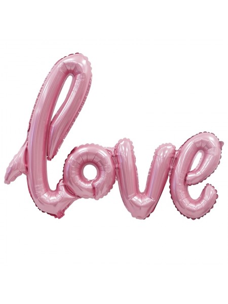 Фольга шар надпись LOVE цвет розовый 39''/99 см