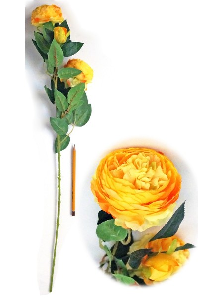 Роза пионовидная 3 бутона 71 см цвет желтый HS-37-9