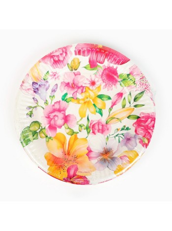 Тарелка бумага 10 шт 18 см Акварельные цветы