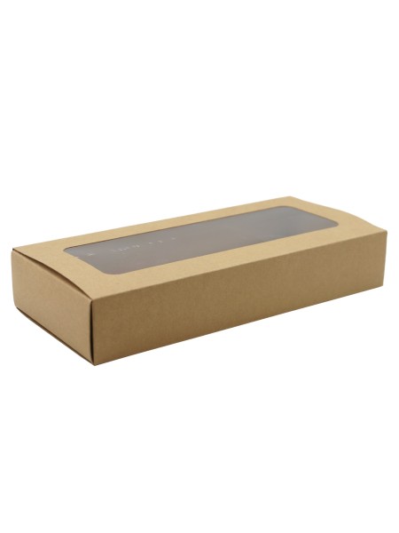 Коробка складная 12 х27 х5 см с окном картон крафт HS-48-6