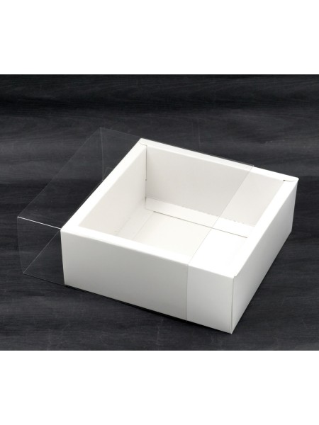 Коробка складная 15 х15 х6 см с PVC крышкой цвет белый HS-48-8