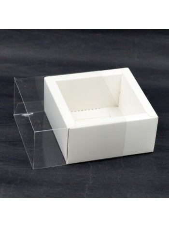 Коробка складная 10 х10 х5 см с PVC крышкой цвет белый HS-48-7
