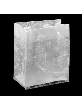 Пакет прозрачный 11,5 х14 х6 см пластик Снежинки блеск цвет белый HS-45-1