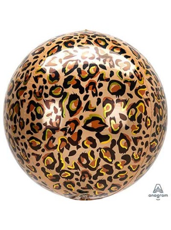 Фольга шар 3D Сфера б/рис 16"/40 см Леопард Сафари