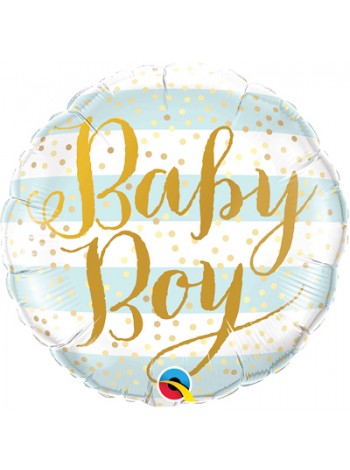 Фольга шар Baby Boy 18"/46 см полосы голубые