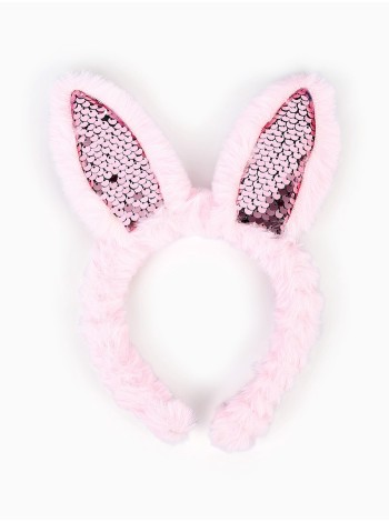 Ободок Пушистый зайка цвет розовый