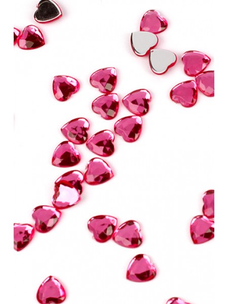 Стразы сердца 410-60 d10 мм цвет ярко-розовый цена за 1 шт