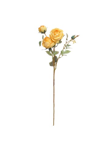 Роза 65 см 3 цветка с бутонами цвет желтый HS-6-25