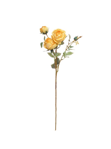 Роза 65 см 3 цветка с бутонами цвет желтый HS-6-25
