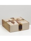 Коробка складная 23 х23 х8 см Бант цвет золотой самосборная