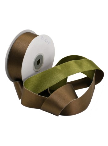 Лента шелк 3,2 см х20 м 32/67-69 биколор Шоколадный авокадо
