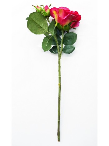 Роза ветка 3 цветка 44 см цвет ярко-розовый  HS-25-2