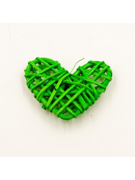 Сердце ротанг 6,5*5,5 цвет зеленый 1/5 шт