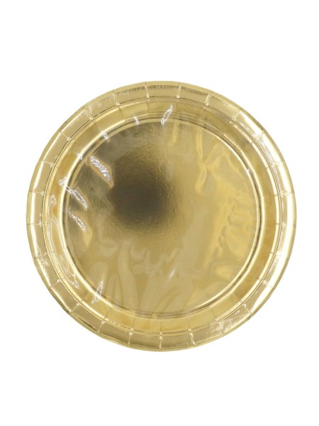 Тарелка бумага 12 шт 23 см фольгированная цвет золотой HS-16-5
