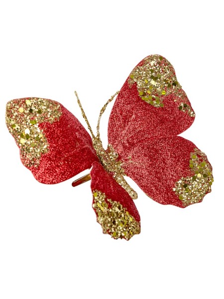 Бабочка на прищепке 18 см цвет красный 19471