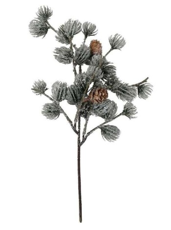 Ветка с шишками в глиттере 36 см декоративная