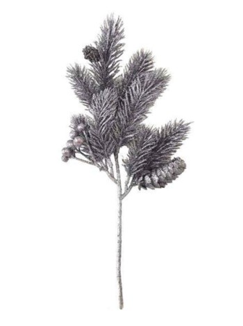 Ветка с ягодами в глиттере 37 см цвет серебро декоративная