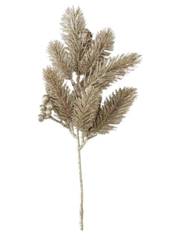 Ветка с ягодами в глиттере 37 см цвет шампань декоративная