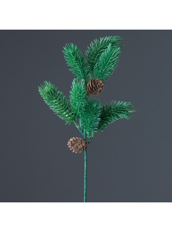 Ветка еловая с шишками 32 см декоративная