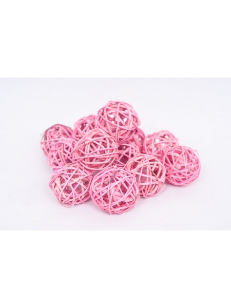 Шар плетеный ротанг D5 см набор 12 шт цвет розовый