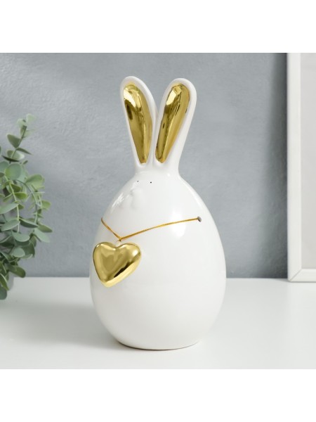 Заяц-пухляш с золотым сердцем 21,8 х 11,5 х 13 см керамика