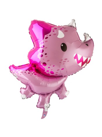 Фольга шар фигура Динозавр Трицераптос розовый