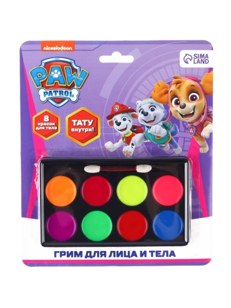 Грим для лица и тела 8 цветов Paw Patrol аппликатор/тату