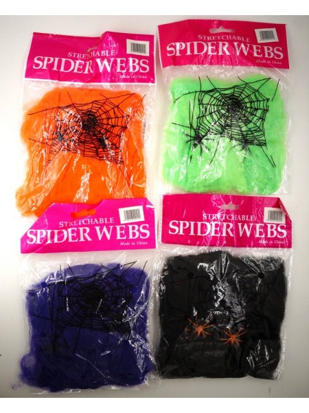 Паутина с 2 пауками набор цвет  микс Хэллоуин HS-4-42