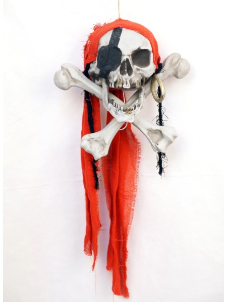 Череп Пирата с костями 30 х 30 см пластик/текстиль Хэллоуин HS-4-48