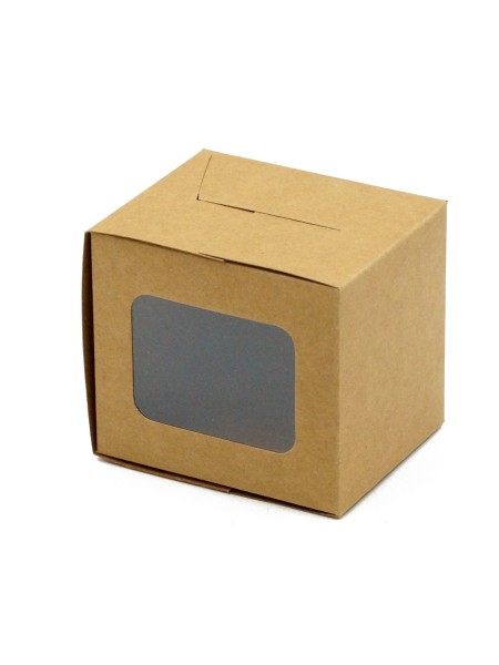 Коробка складная 9 х8 х7,5 см с окном цвет крафт HS-47-1