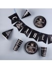 Набор посуды бумага С Днем рождения на 6 персон + колпак + гирлянда