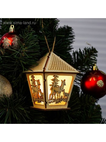 Декор с подсветкой Волшебный фонарь дерево 10×8×8 см