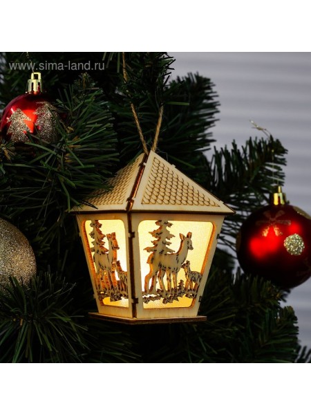 Декор с подсветкой Волшебный фонарь дерево 10×8×8 см