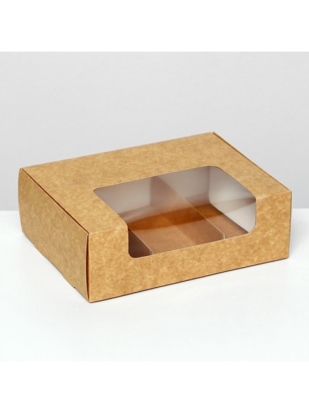 Коробка кондитерская 20 х15 х6 см крафт на 3 эклера