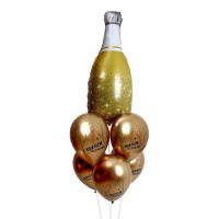 Букет шаров Бутылка шампанского набор 6 шт латекс/фольга