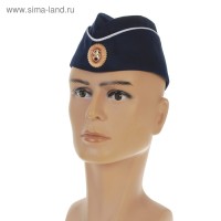 Пилотка с кокардой, цвет синий с белым кантом 54-57 см