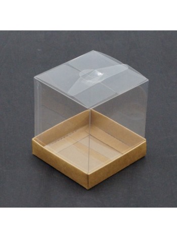Коробка складная 8 х8 х h9 см с PVC + картон цвет крафт HS-47-3