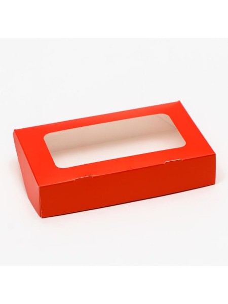 Коробка кондитерская 20 х12 х4 см цвет красный