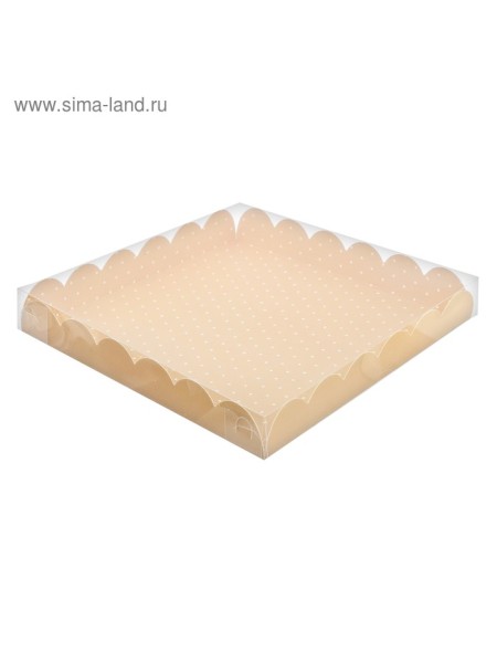 Коробка для кондитерских изделий с PVC крышкой Кружевная 21 х 21 х3 см