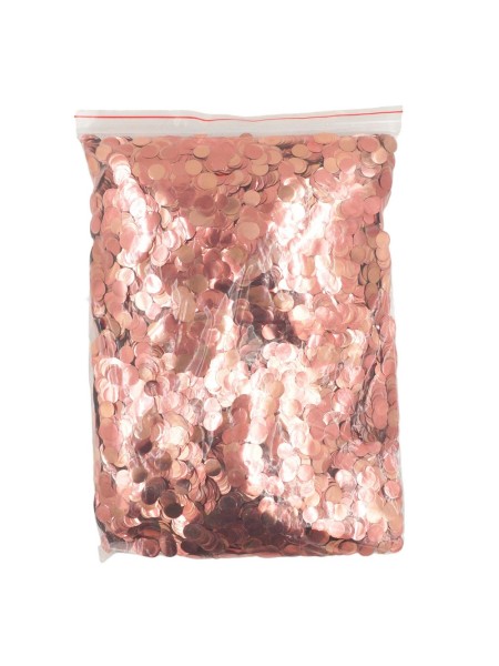 Конфетти Круг 1 см фольга 500 гр цвет розовое золото HS-37-3
