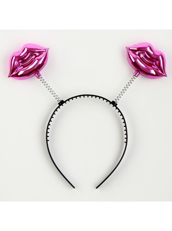 Ободок Губы карнавальный розовый