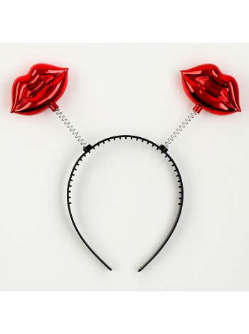 Ободок Губы карнавальный красный