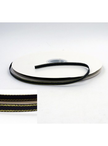 Лента репс 0,6 см х100 м цвет черный с золотом HS-50-5
