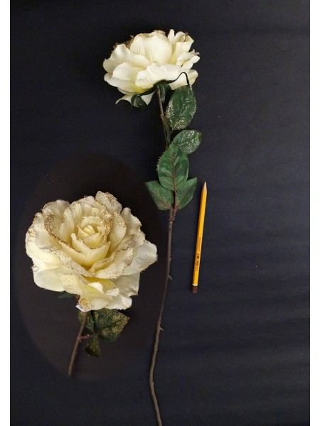 Роза искусственная высота 60 см с глиттером
