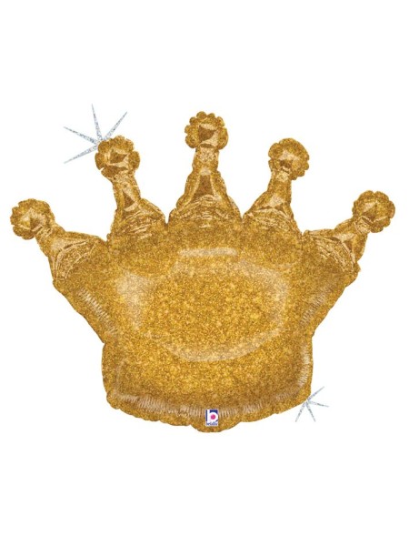 Фольга шар Корона золотая голография