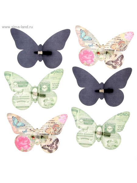 Набор декоративных бабочек Газетный на заколках 16,5 х 11,5 см