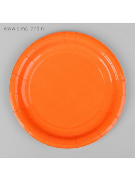 Тарелка бумага 10 шт 18 см цвет оранжевый