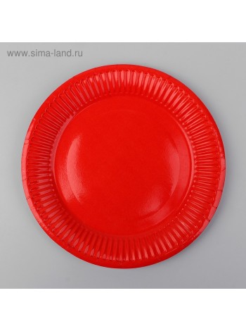 Тарелка бумага 10 шт 18 см цвет красный