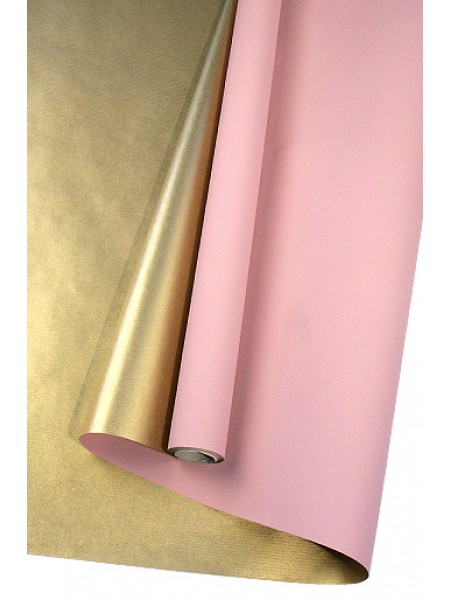 Бумага крафт 100 см х10 м 13.1/61-75 дольче натура розовая с золотом