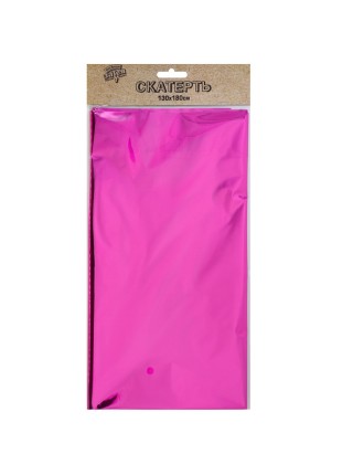 Скатерть 130 х180 см ярко-розовая фольга